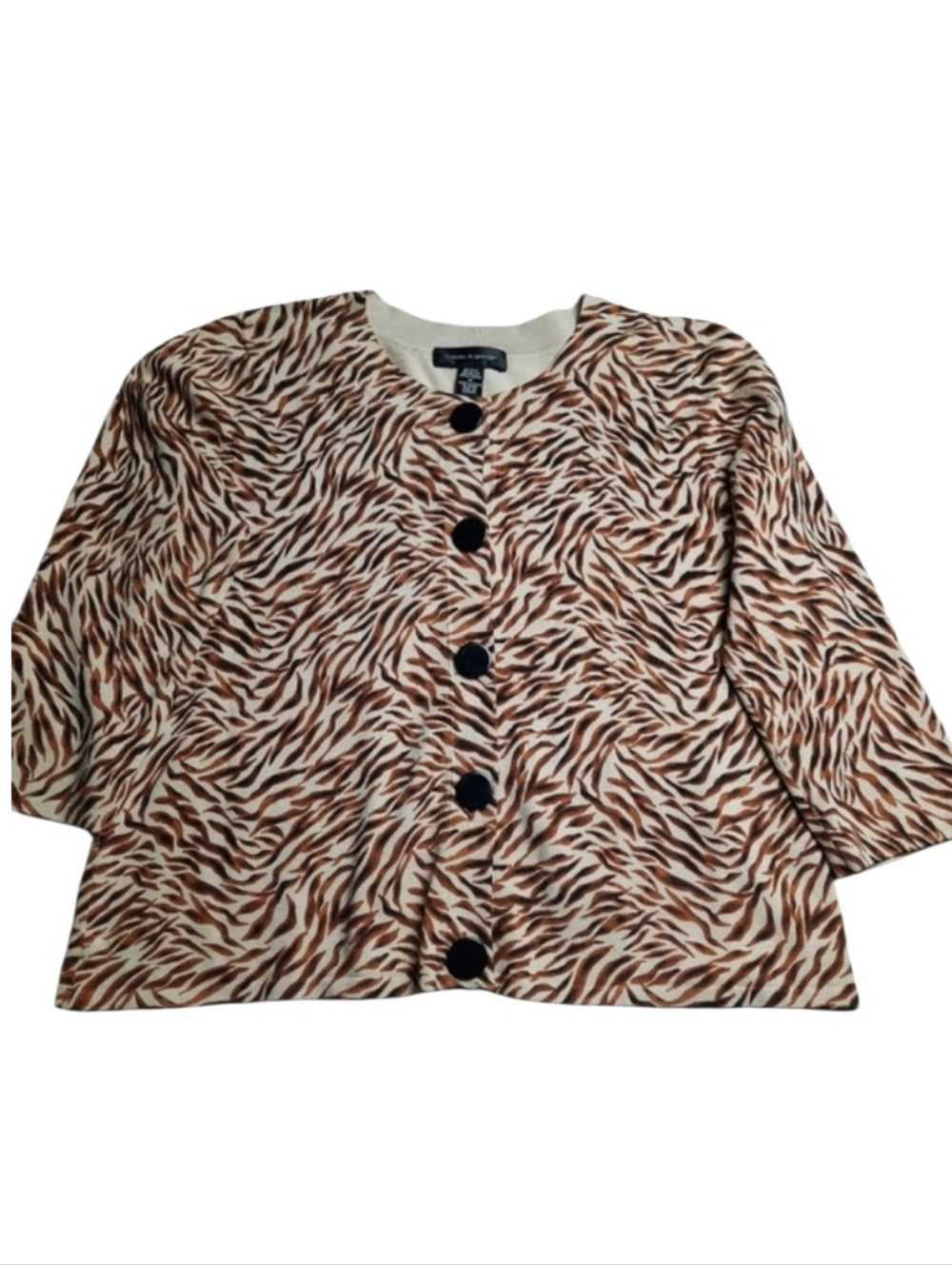 Cable & Gauge Silk Blend 3/4 Sleeve Crop Cardigan SZ M